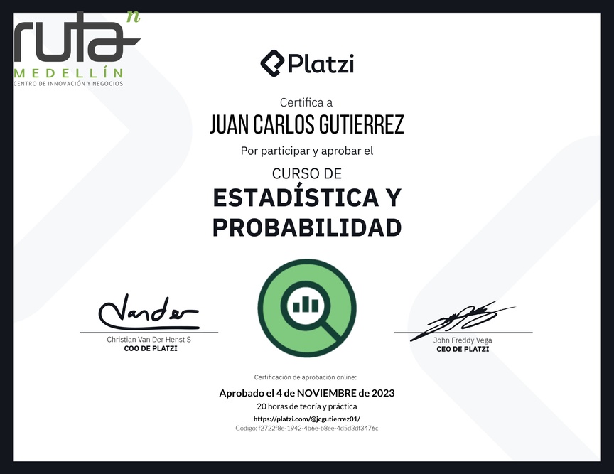 Diploma del Curso de Estadística y Probabilidad