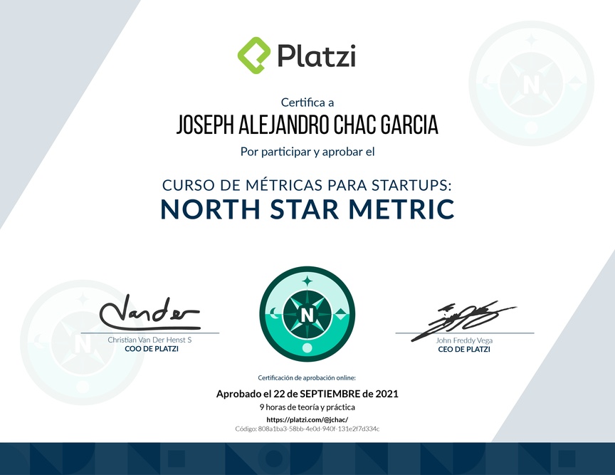 Diploma del Curso de Métricas para Startups en Etapa Temprana
