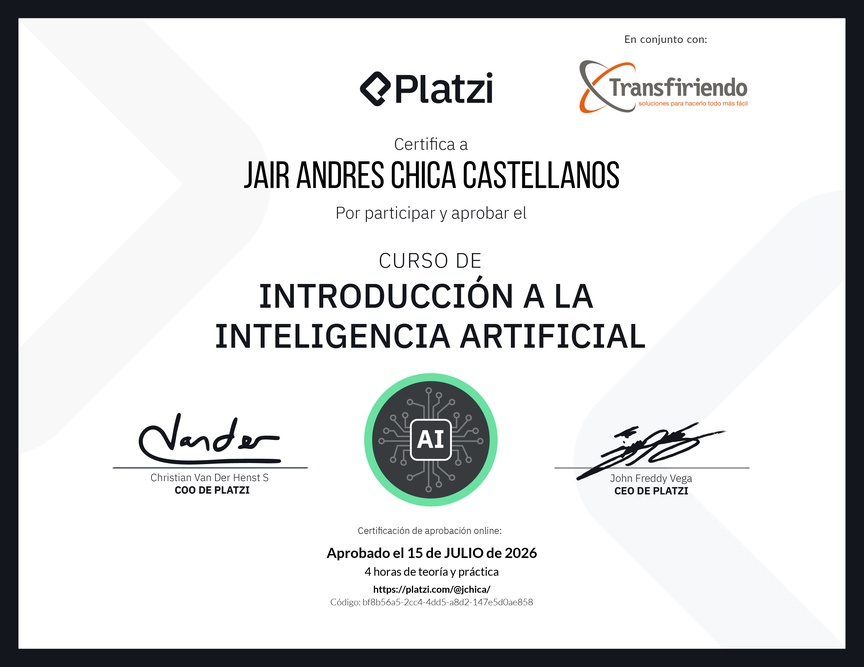 Diploma del Curso Gratis de Introducción a la Inteligencia Artificial