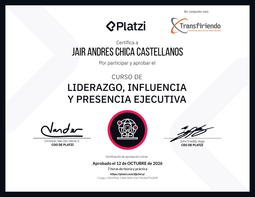 Diploma del Curso de Liderazgo, Influencia y Presencia Ejecutiva