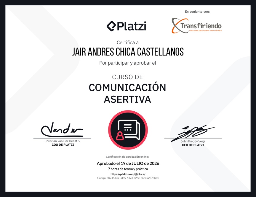 Diploma del Curso de Comunicación Asertiva