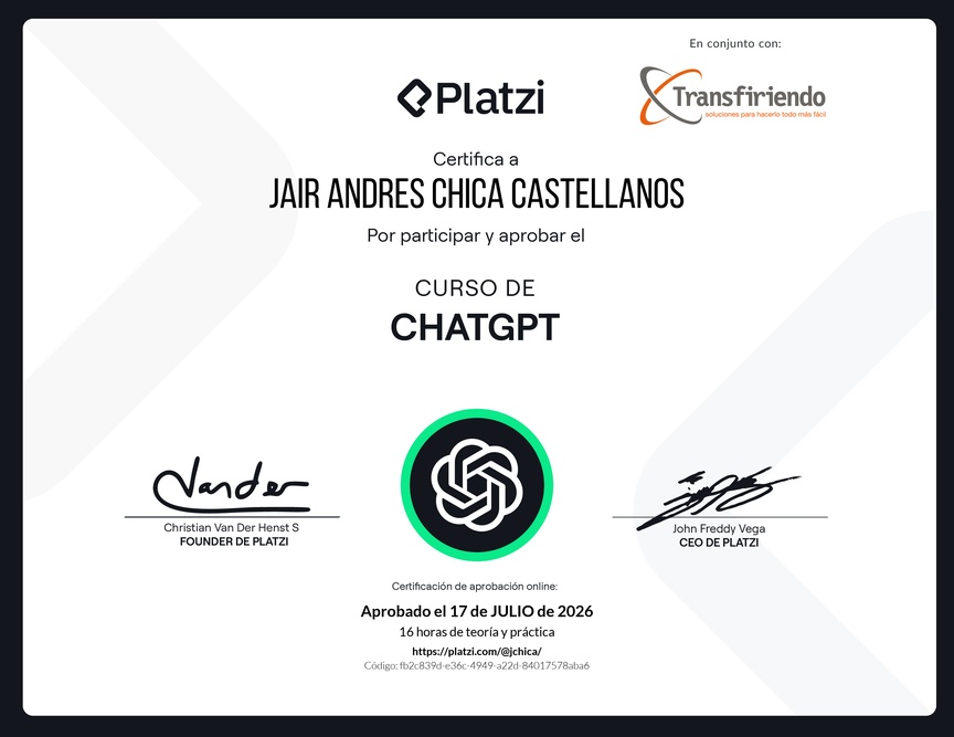 Diploma del Curso de ChatGPT