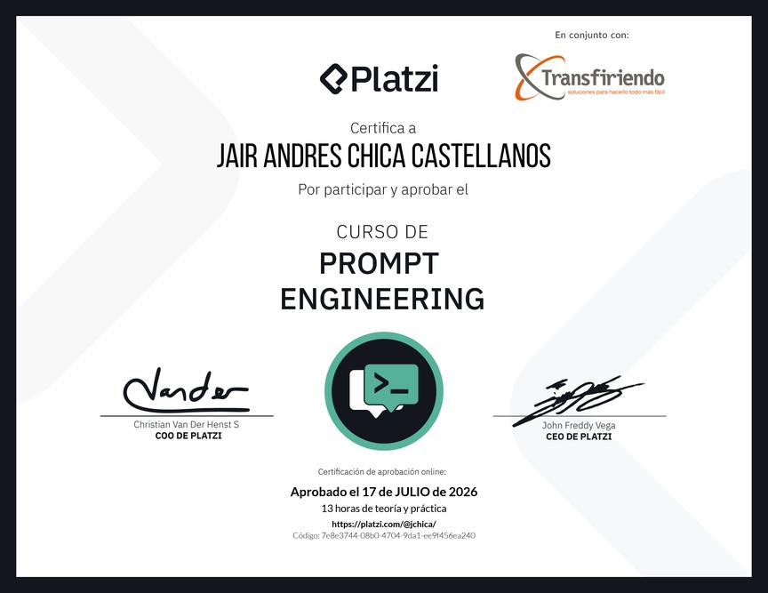 Diploma del Curso de Prompt Engineering