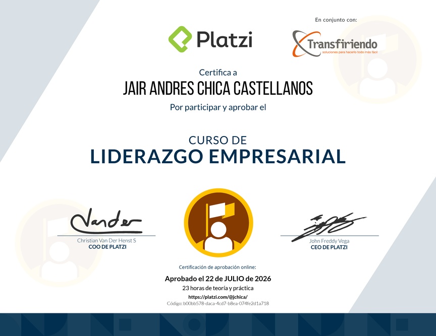 Diploma del Curso de Liderazgo Empresarial