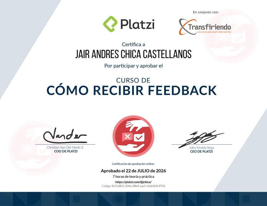 Diploma de Audiocurso de Cómo Recibir Feedback