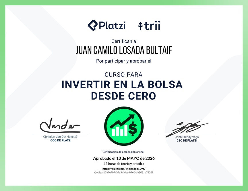 Diploma del Curso de Inversión en la Bolsa