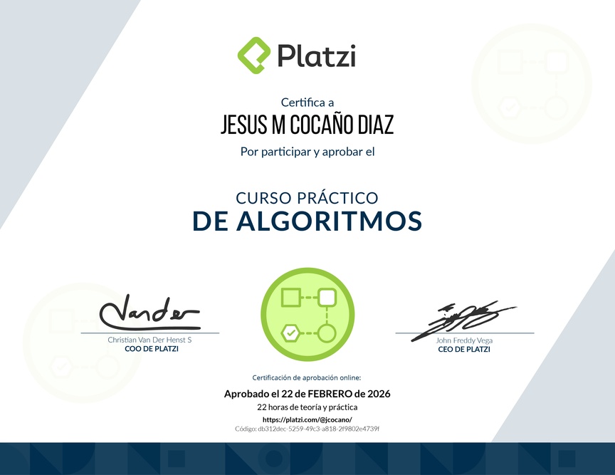 Diploma del Curso Práctico de Estructuras de Datos y Algoritmos