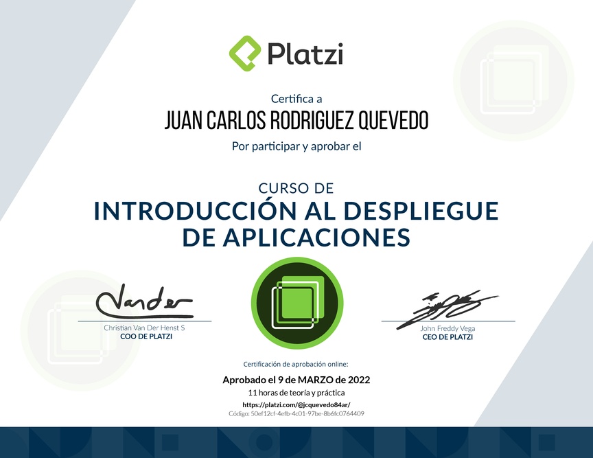 Diploma del Curso de Introducción al Despliegue de Aplicaciones