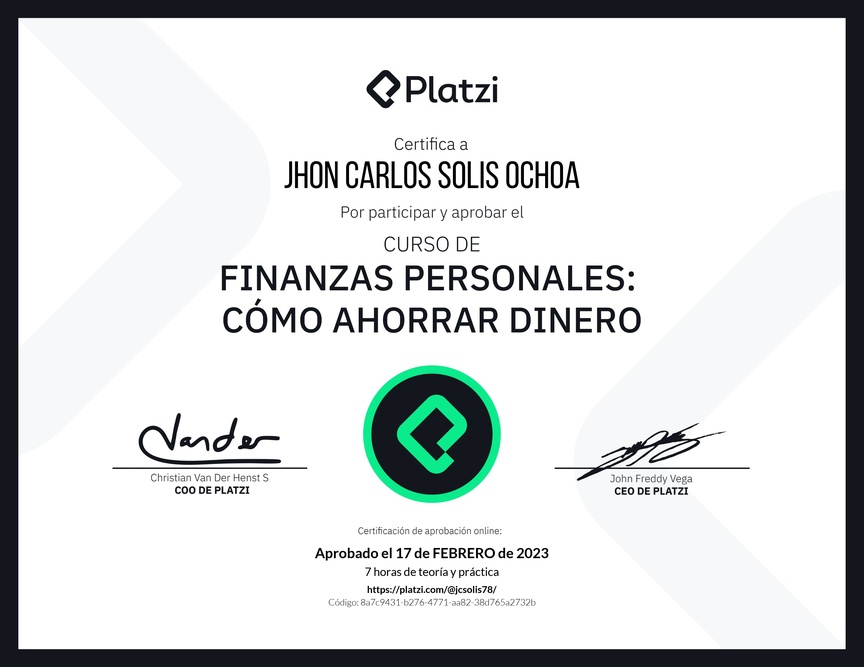 Diploma del Curso de Estrategias de Ahorro y Planificación Financiera