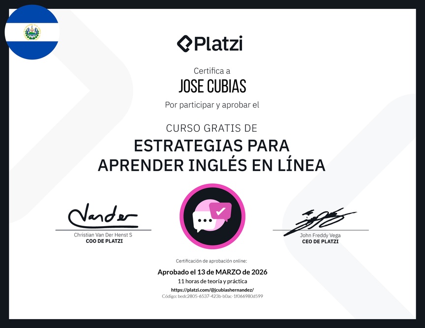 Diploma del Curso Gratis de Estrategias para Aprender Inglés en Línea