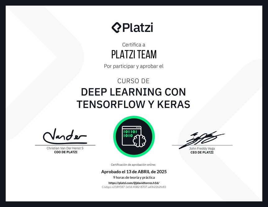 Diploma del Curso de Deep Learning con TensorFlow y Keras