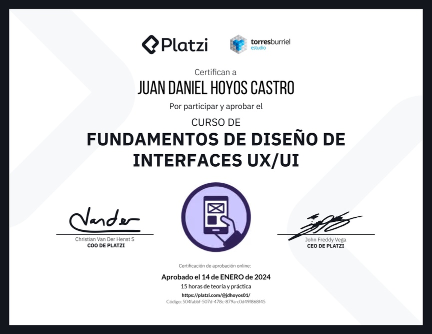 Diploma del Curso de Fundamentos de Diseño de Interfaces UX/UI