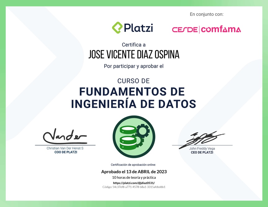 Diploma del Curso de Fundamentos de Ingeniería de Datos