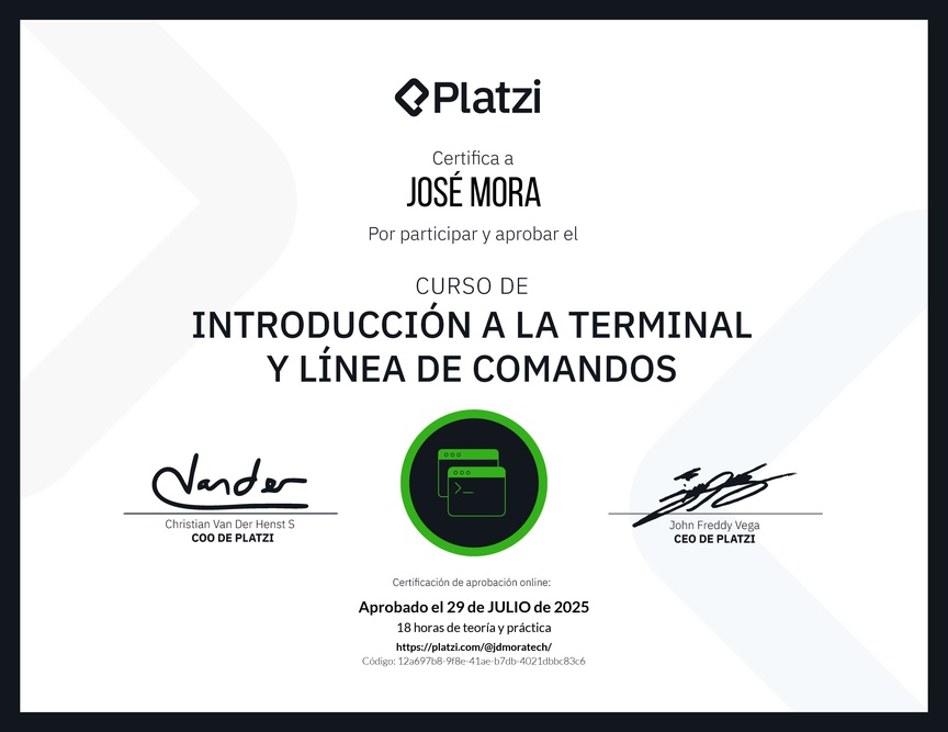 Diploma del Curso de Introducción a la Terminal y Línea de Comandos