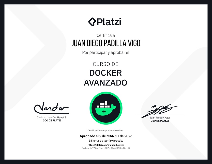 Diploma del Curso de Docker Avanzado