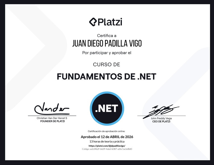 Diploma del Curso de Fundamentos de .NET