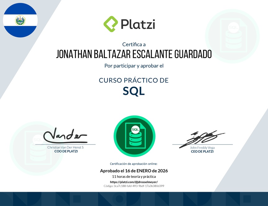 Diploma del Curso Práctico de SQL
