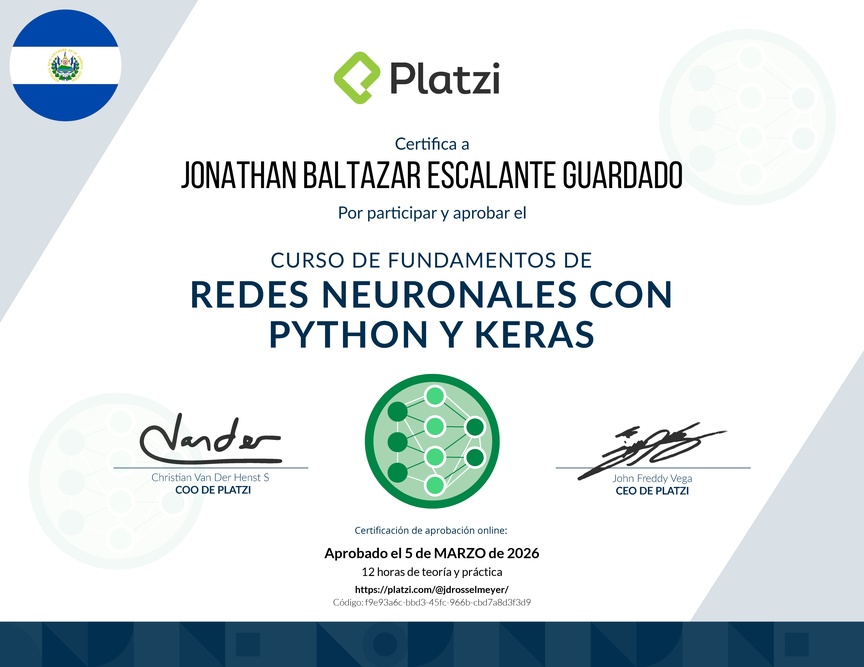 Diploma del Curso de Fundamentos de Redes Neuronales con Python y Keras
