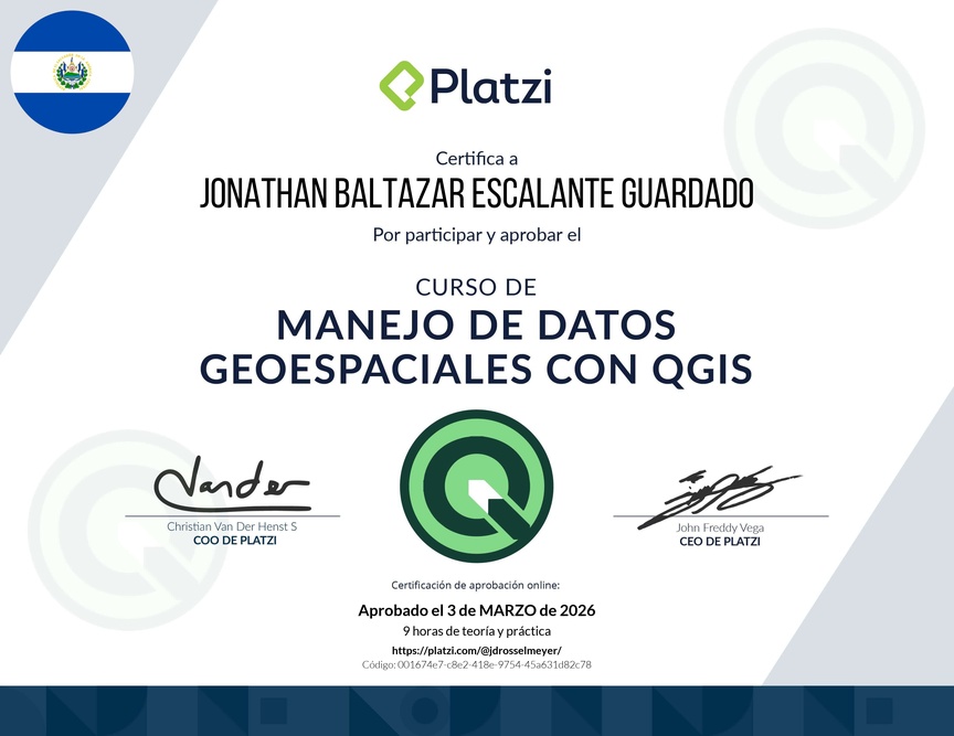 Diploma del Curso de Manejo de Datos Geoespaciales con QGIS