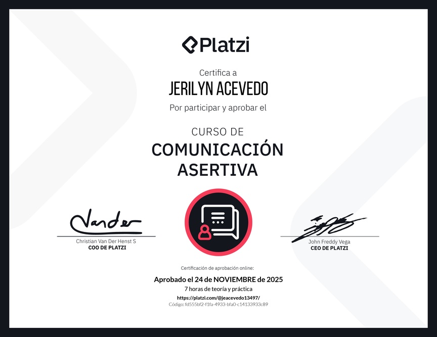 Diploma del Curso de Comunicación Asertiva