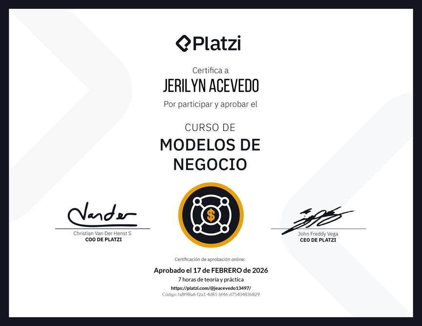 Diploma del Curso de Modelos de Negocio