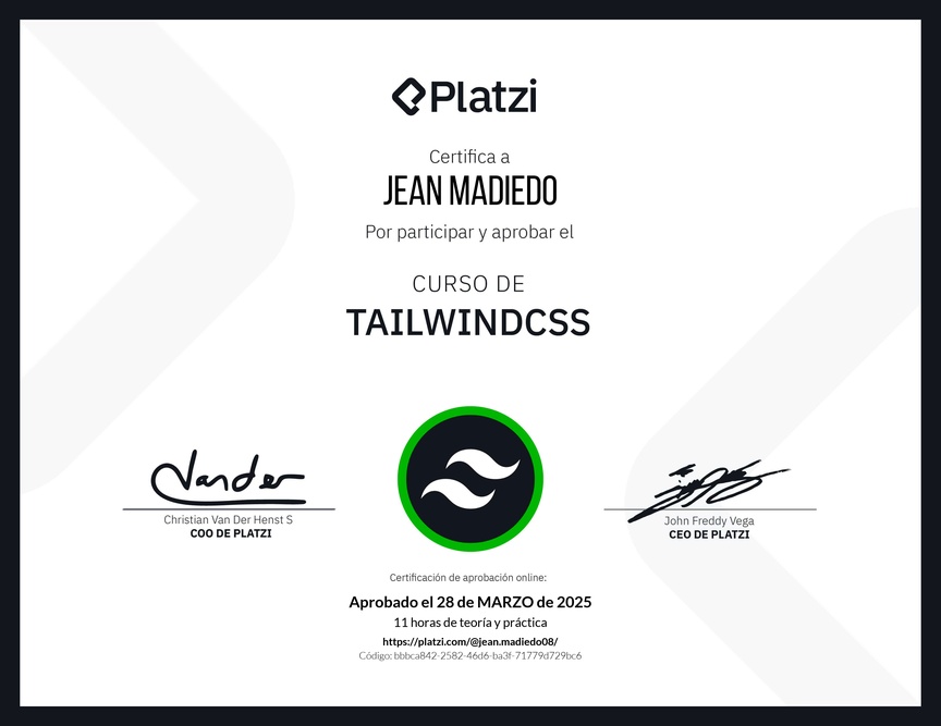 Diploma del Curso de TailwindCSS
