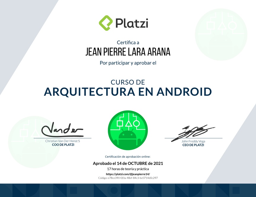 Diploma del Curso de Arquitectura de Android