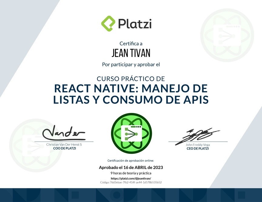 Diploma del Curso de React Native: Manejo de Listas y Consumo de APIs