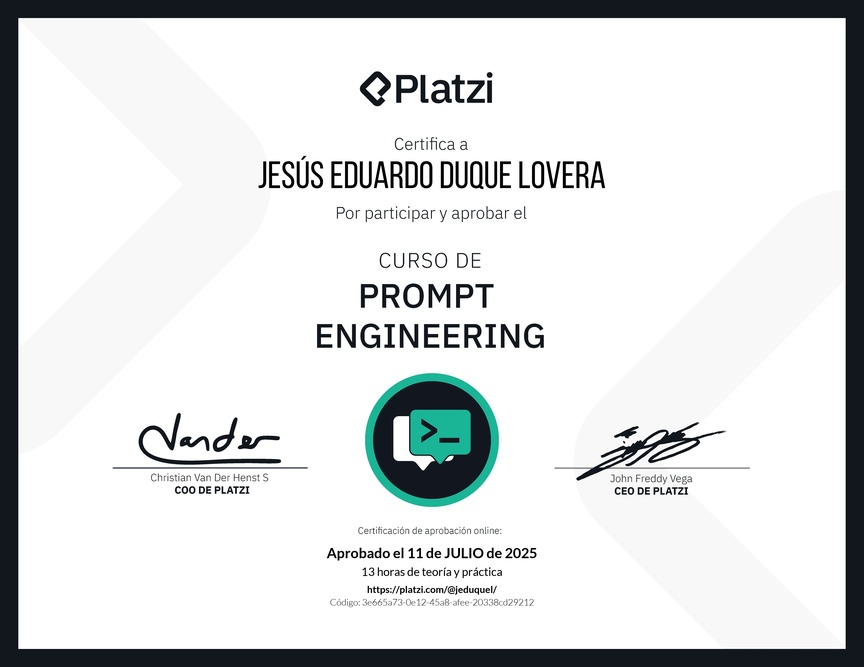 Diploma del Curso de Prompt Engineering