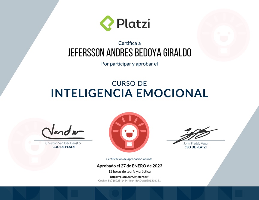 Diploma del Curso de Inteligencia Emocional
