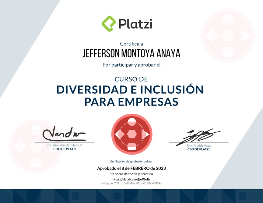Diploma de Audiocurso de Diversidad de Género para Empresas