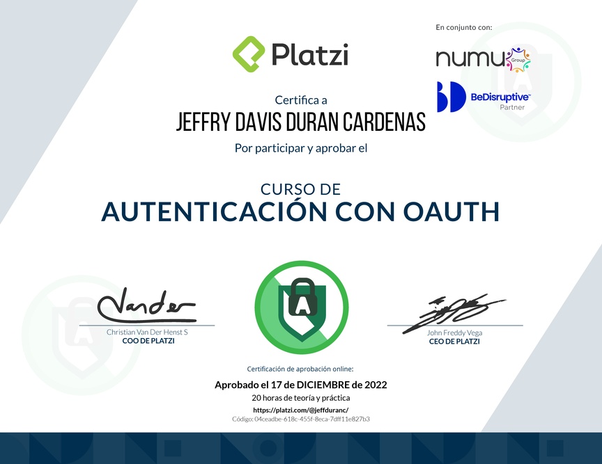 Diploma del Curso de Autenticación con OAuth