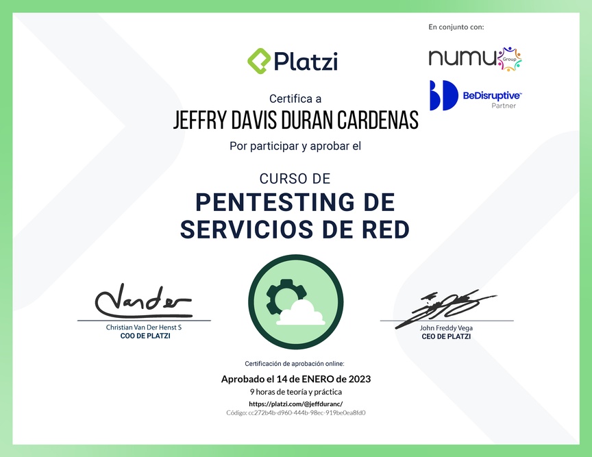 Diploma del Curso de Hacking: Servicios de Red