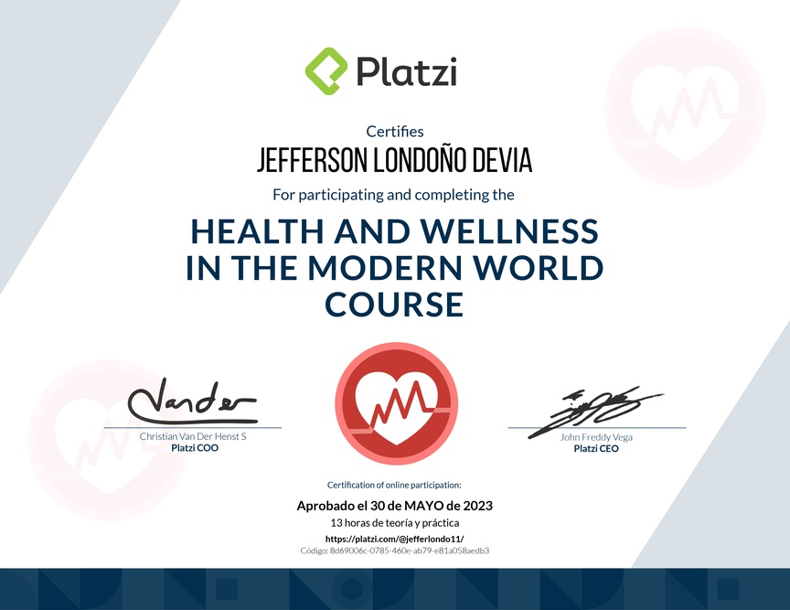 Diploma del Curso de Salud y Bienestar en el Mundo Actual