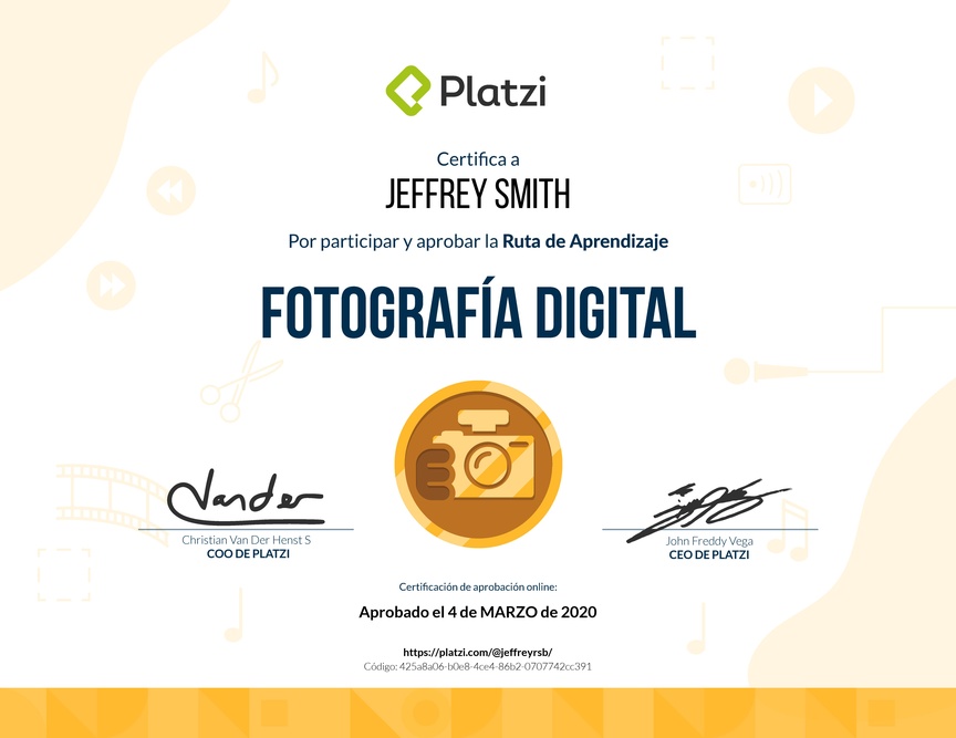 Diploma de la Ruta de Aprendizaje de Fotografía Digital