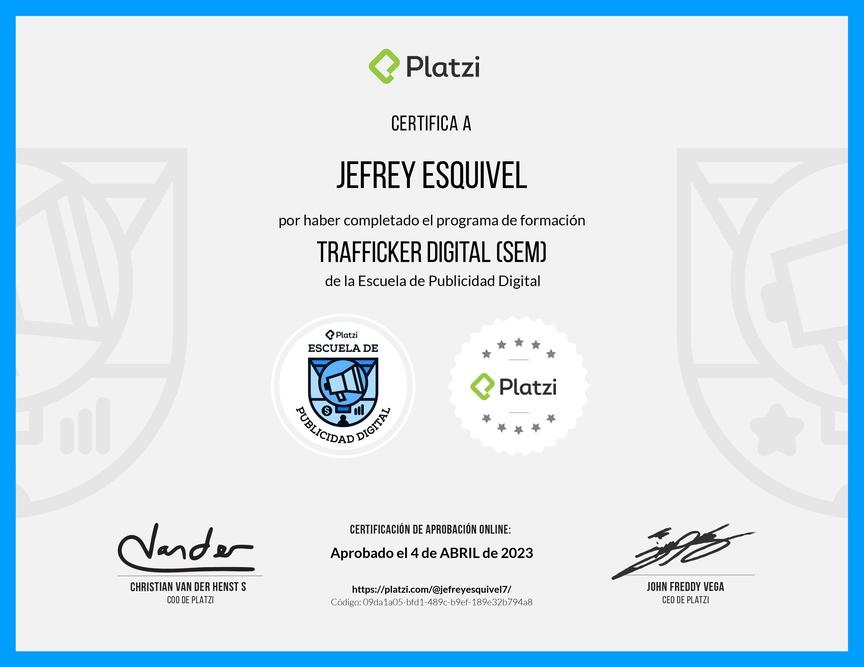 Diploma de la Ruta de Aprendizaje de Trafficker Digital (SEM)