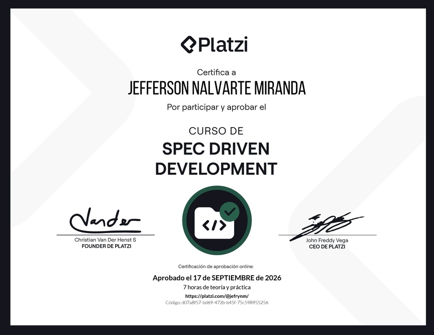 Diploma del Curso de Spec Driven Development