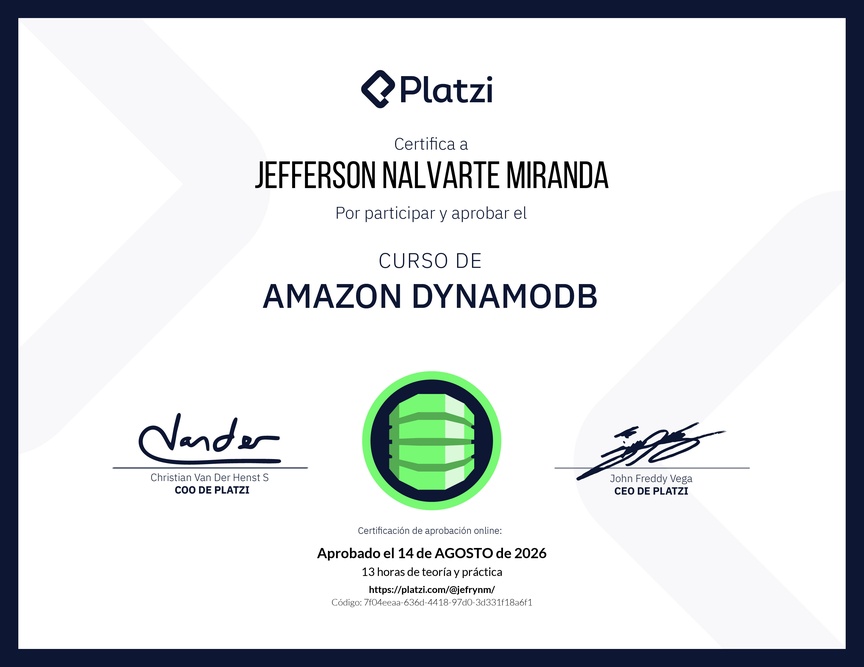Diploma del Curso de Amazon DynamoDB