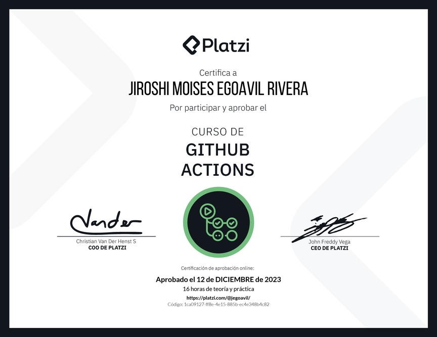 Diploma del Curso de GitHub Actions