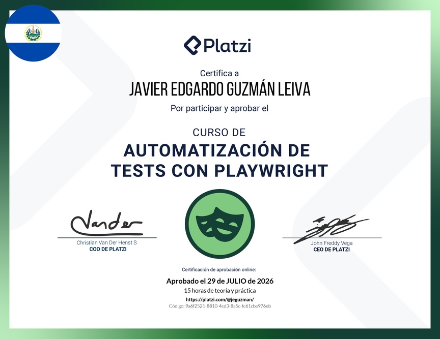 Diploma del Curso de Automatización de Test con Playwright