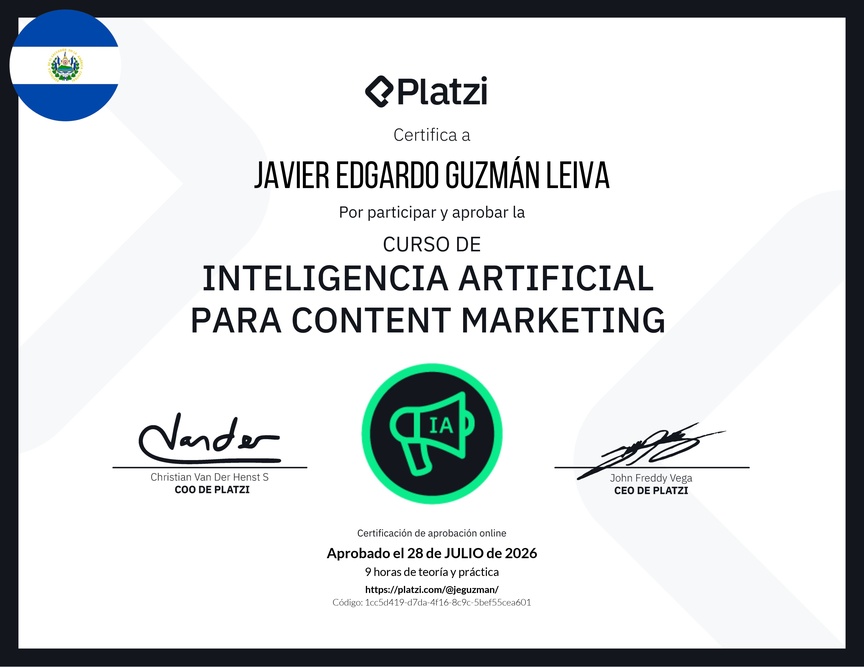 Diploma del Curso de Inteligencia Artificial para Content Marketing