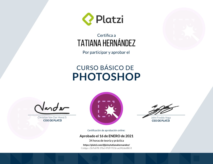 Diploma del Curso Básico de Photoshop