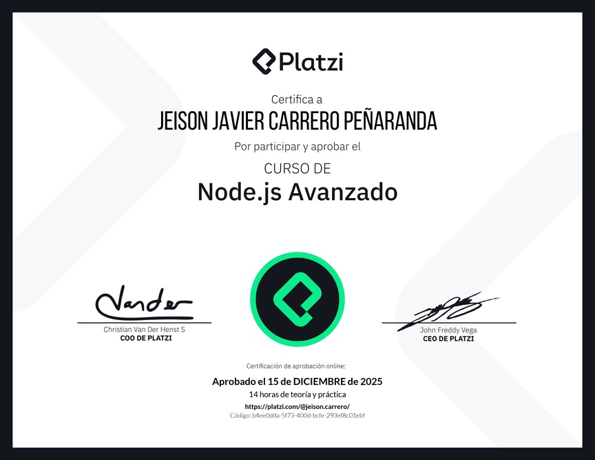 Diploma del Curso de Node.js Avanzado