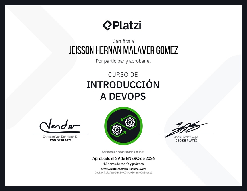 Diploma del Curso de Introducción a DevOps