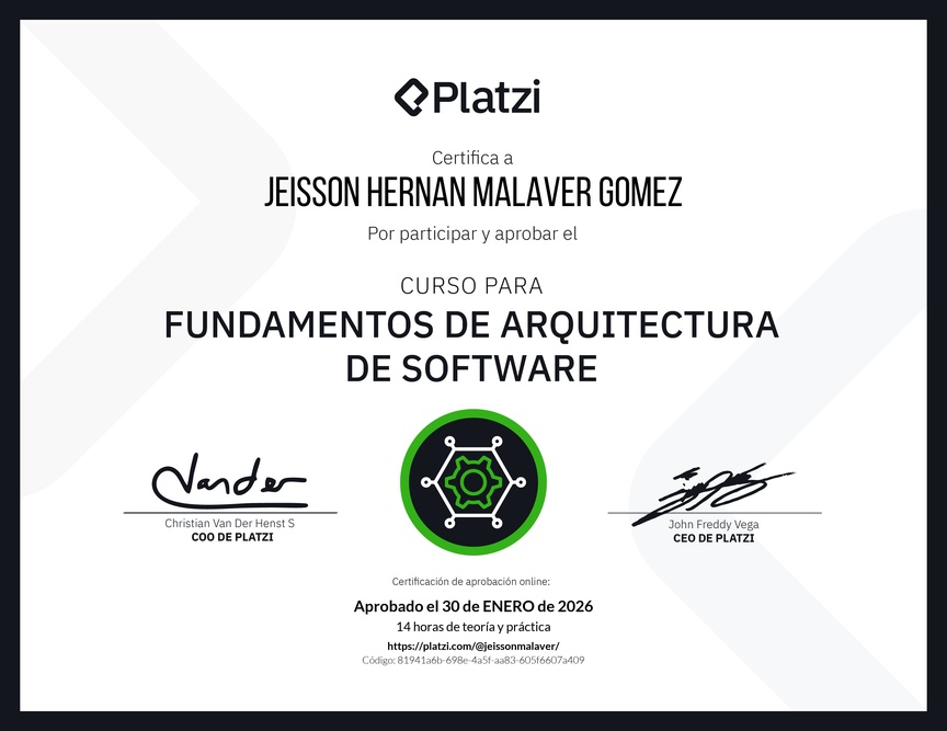 Diploma del Curso de Fundamentos de Arquitectura de Software