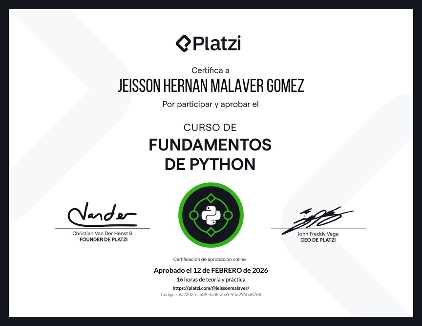 Diploma del Curso de Fundamentos de Python