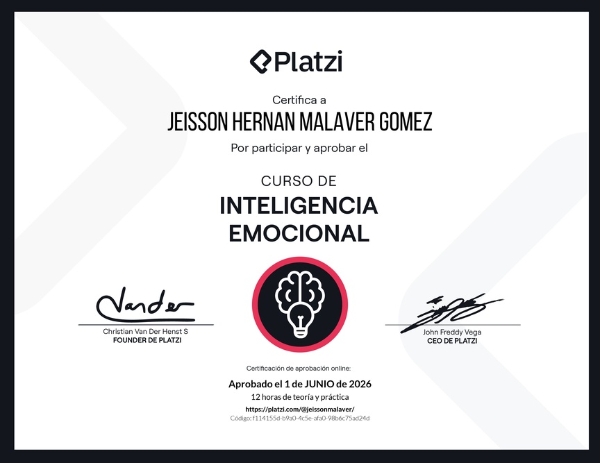 Diploma del Curso de Inteligencia Emocional