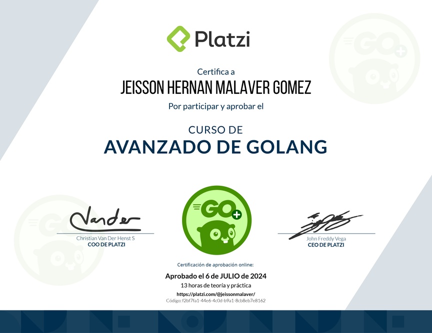 Diploma del Curso de Go Avanzado: Concurrencia y Patrones de Diseño