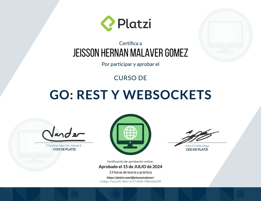 Diploma del Curso de Go Avanzado: REST y WebSockets