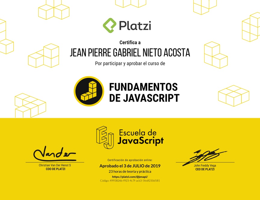 Diploma de Fundamentos de JavaScript 2018